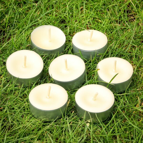 12 White beeswax tealights – pure Welsh wax - main product image