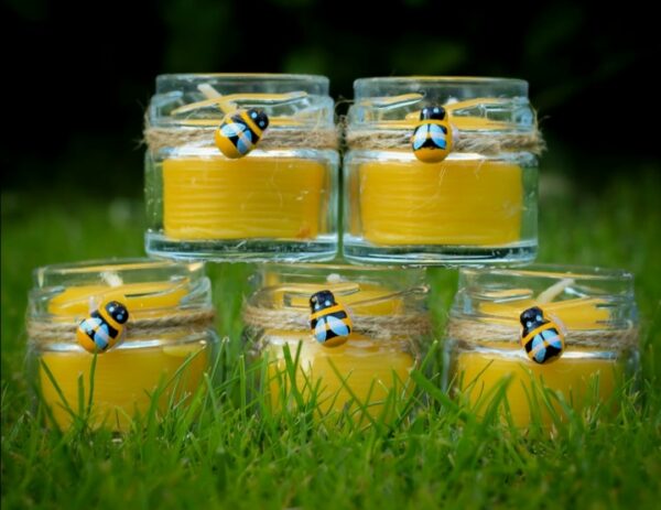 6 1oz Beeswax Glass Jar candles – air purifying - main product image