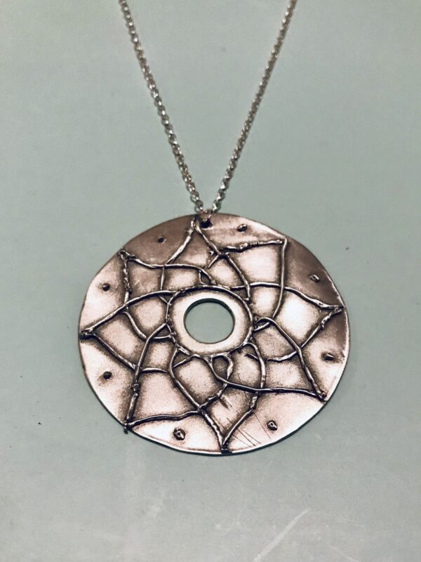 Silver or Copper Mandala style flower pendant - main product image