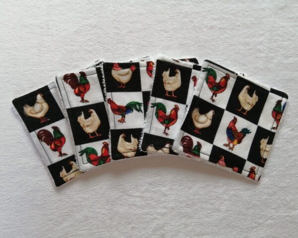 Reusable bamboo wipes, make up remover wipes, checked chickens - product image 3