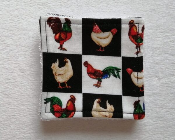 Reusable bamboo wipes, make up remover wipes, checked chickens - product image 2