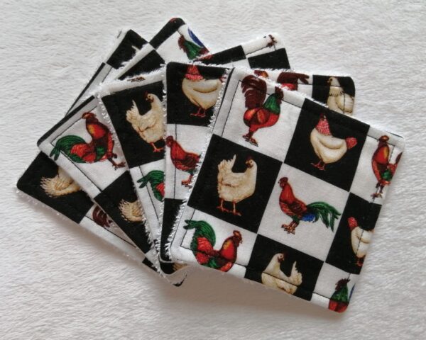 Reusable bamboo wipes, make up remover wipes, checked chickens - main product image