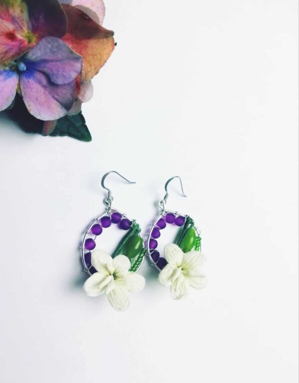 Quirky dangle earrings, quirky earrings, floral earrings, - main product image