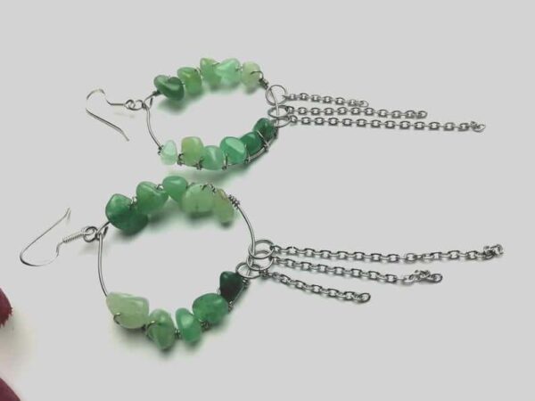 Statement earrings, large dangle earrings, green aventurine dangle earrings - product image 3