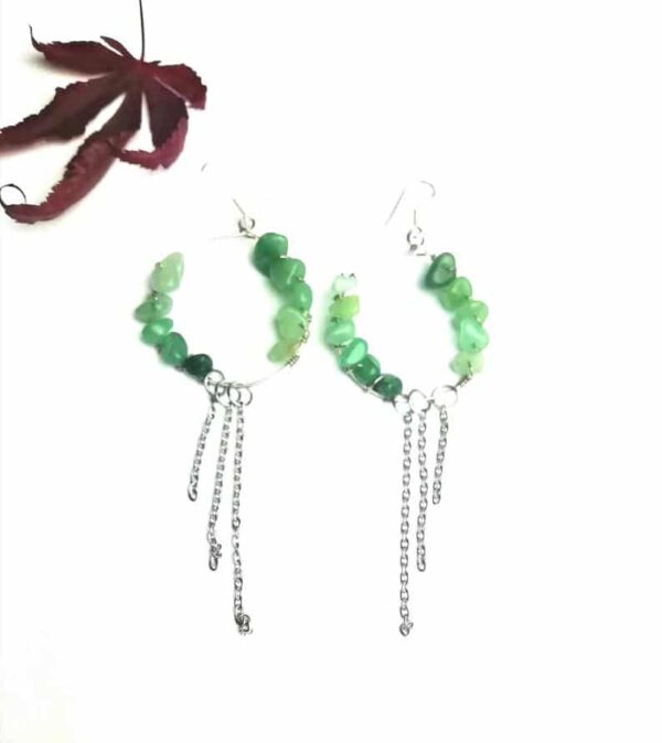 Statement earrings, large dangle earrings, green aventurine dangle earrings - product image 2