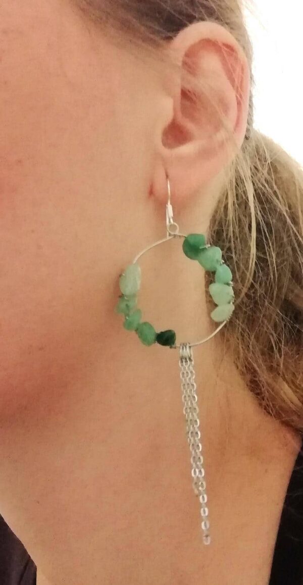 Statement earrings, large dangle earrings, green aventurine dangle earrings - product image 4