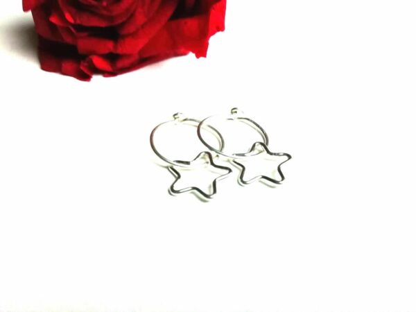 Sterling silver mini hoops with star charms - product image 3