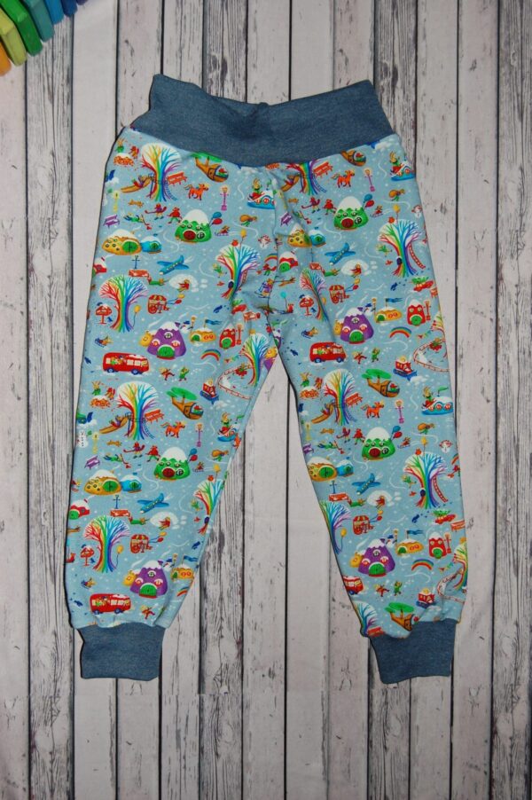 Rainbow Winter Snow Village French Terry Comfy Trousers. Size 4-5 years - main product image