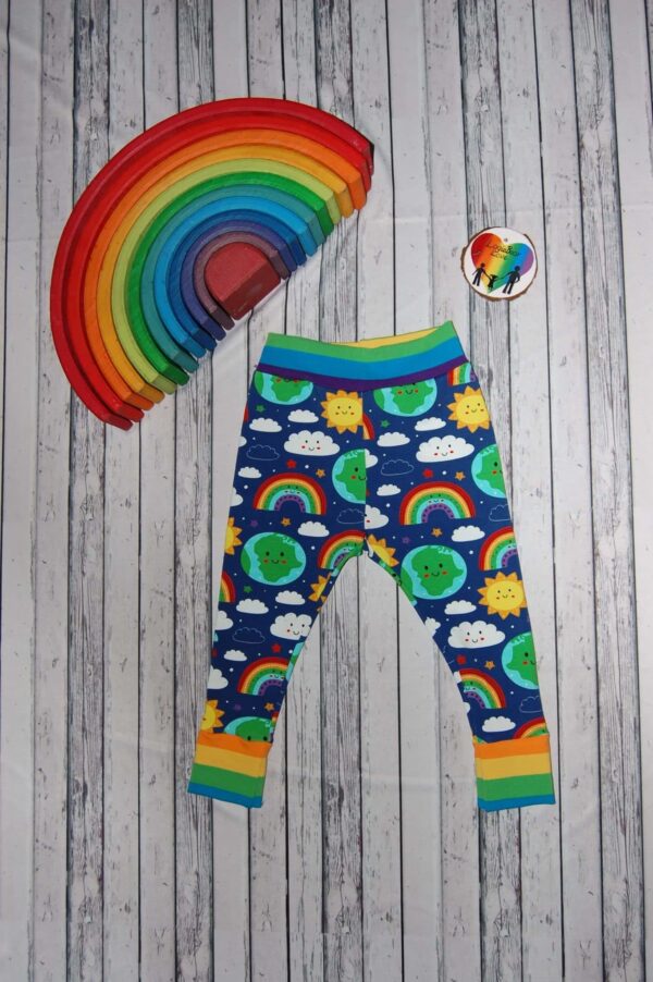 Earth Rainbow Cuffed Leggings (Made to order) Sizes 2 to 6 years - main product image