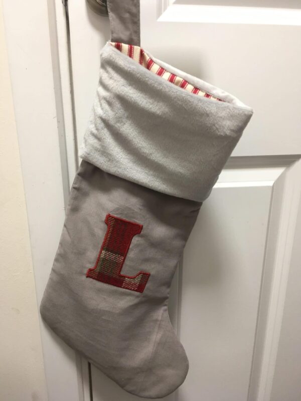 Personalised Grey/Red Tartan Christmas Stocking - product image 2