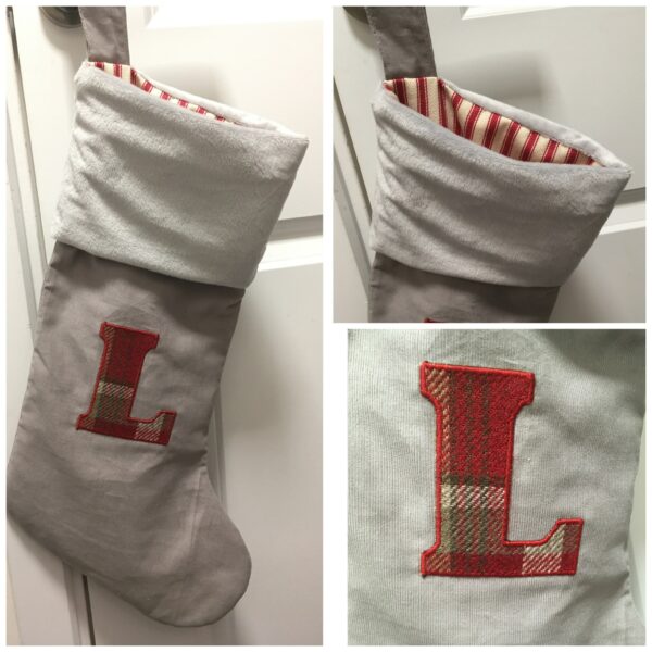 Personalised Grey/Red Tartan Christmas Stocking - main product image