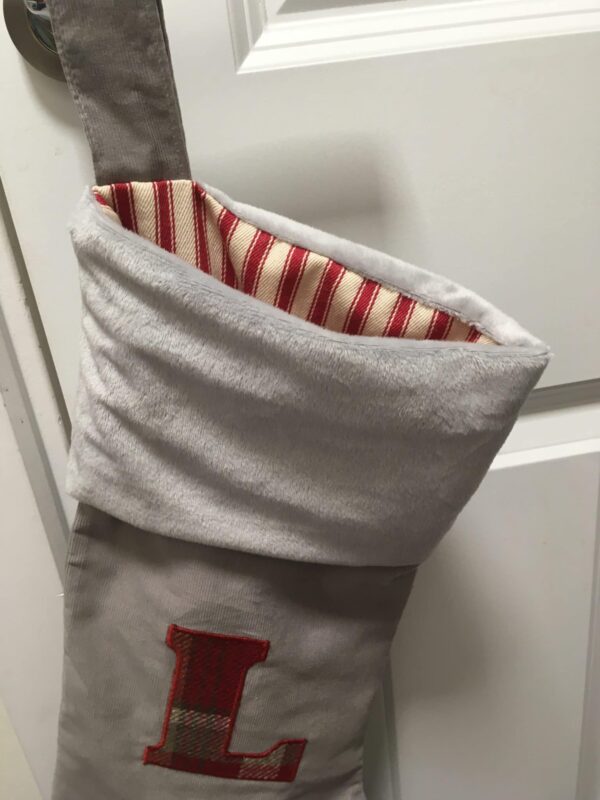 Personalised Grey/Red Tartan Christmas Stocking - product image 4