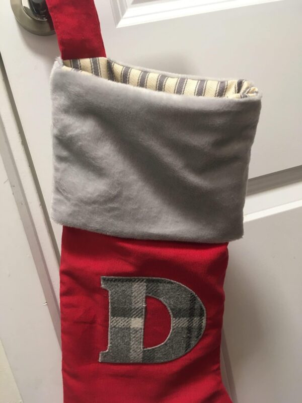Personalised Red/Grey Tartan Initial Christmas Stocking - product image 4