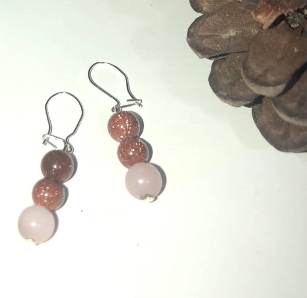 Mookaite, Goldstone & Cherry Blossom Jasper pendant and earrings set in Sterling Silver 16” chain - product image 4