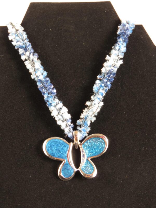 Blue and silver butterfly necklace - main product image