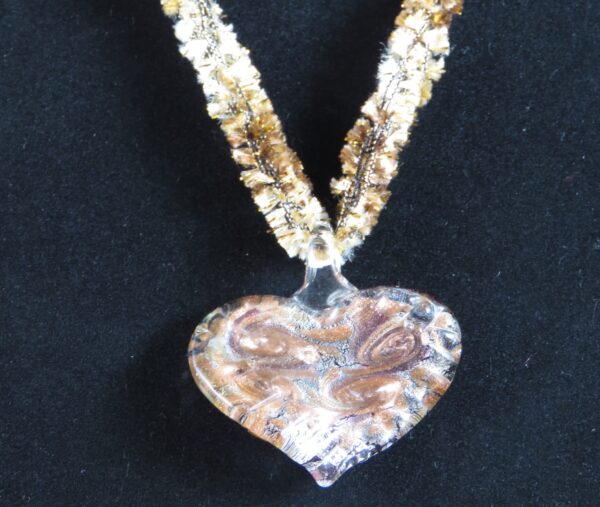 Gold necklace with gold and white heart-shaped pendant - main product image