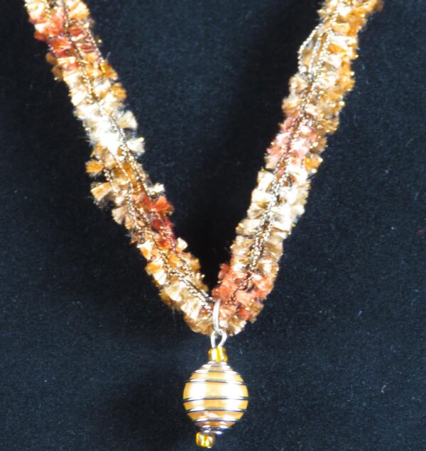 Russet and gold necklace with ball pendant - main product image