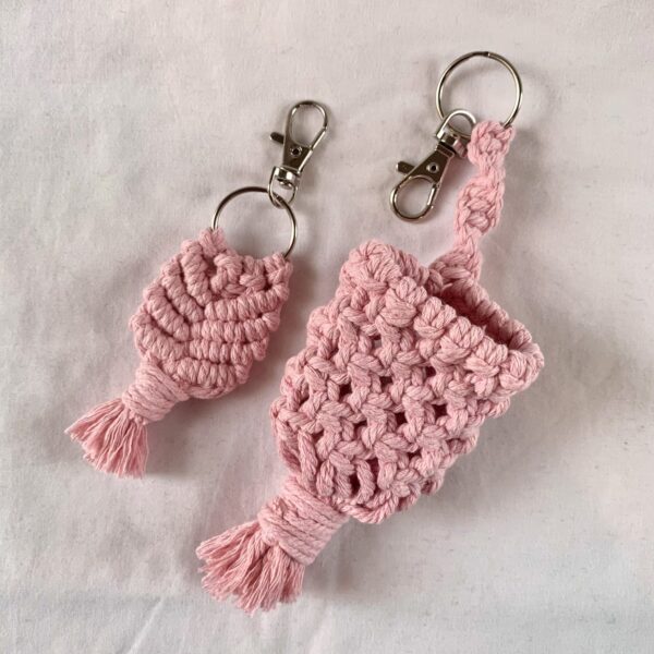 Macramé Key Chain and Hand Sanitiser Holder – The Classic Boho Set - main product image