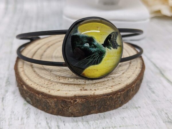 Black Cat Bangle Bracelet, Full Moon and Butterfly - product image 3