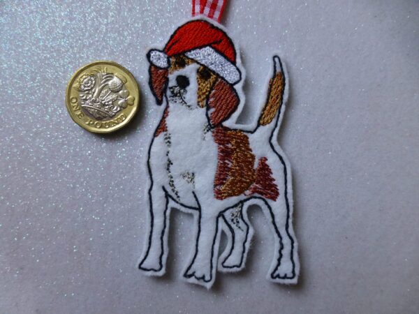 Christmas tree decoration Beagle in Santa hat - main product image