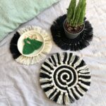 Handmade Macramé Coasters in Black – Boho Decor in Plain, Spiral or Colour Block styles