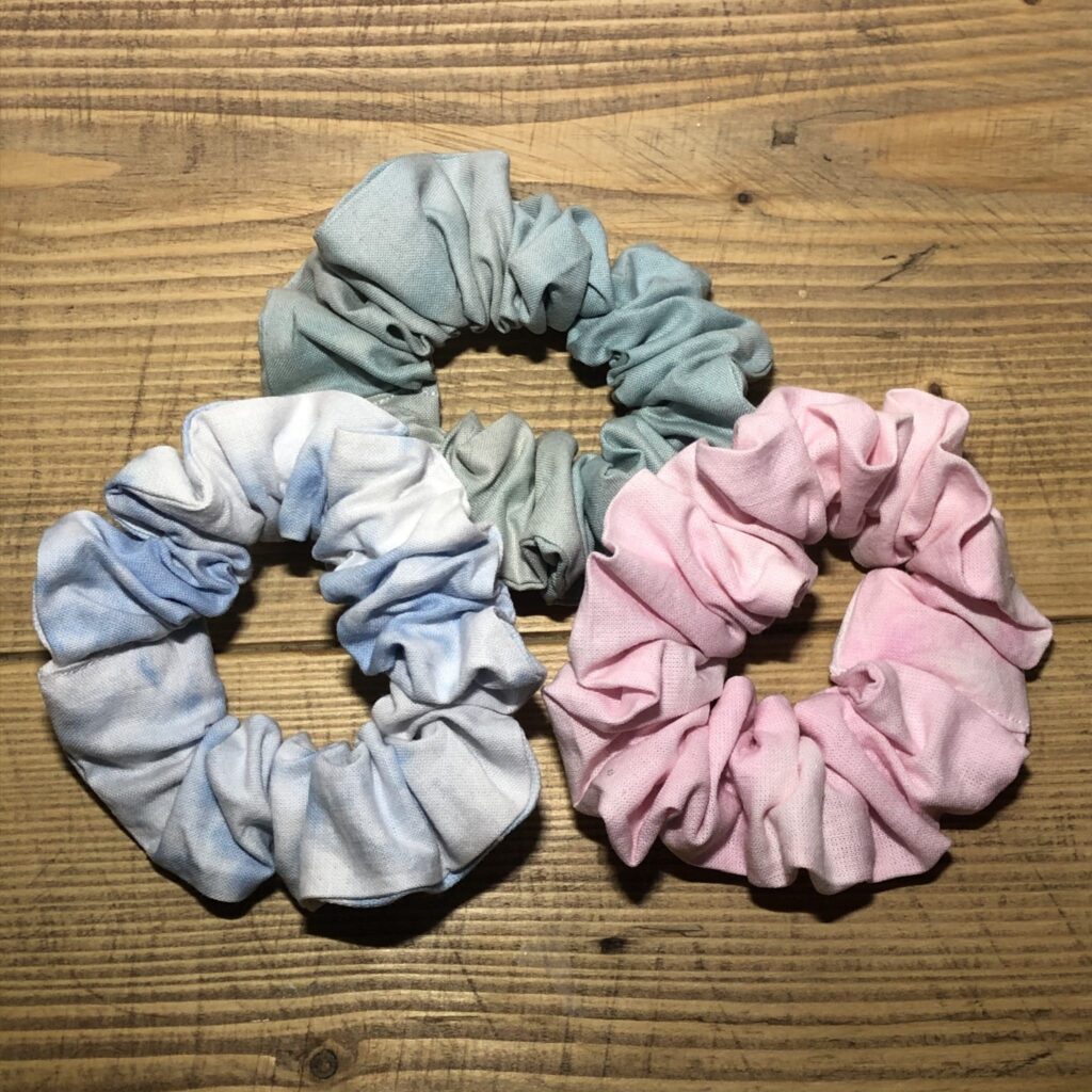 Set of hair scrunchies.