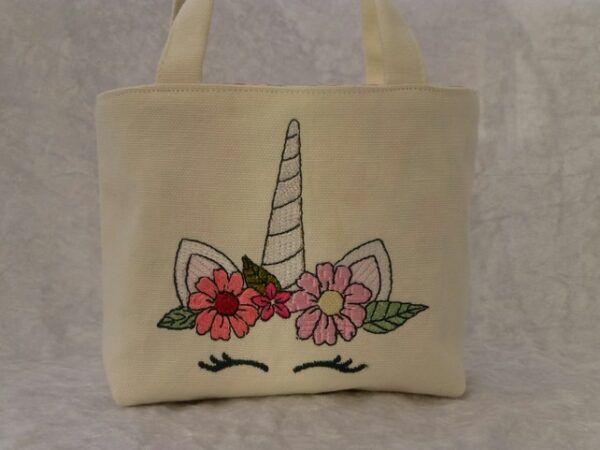 Little girls tote bag – embroidered unicorn - main product image