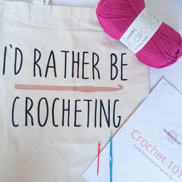 Crochet Tote Bag, I’d Rather Be Crocheting Crochet Themed Tote Bag, Crochet Bag, Crochet Accessorie - product image 3