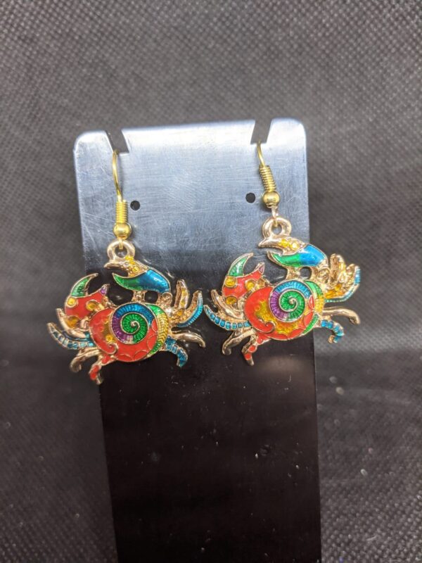 Gold colour crab earrings - main product image