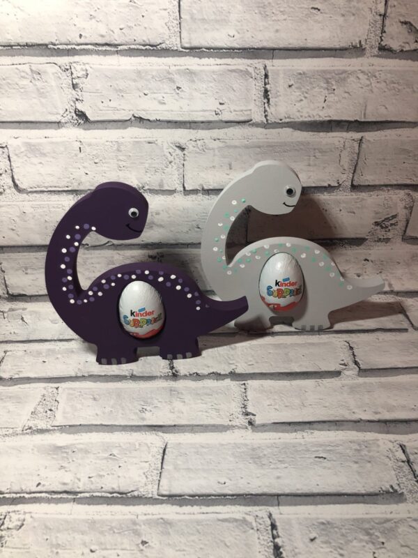 Personalised Handmade Freestanding Painted Easter Kinder Egg Dinosaur Holder - main product image