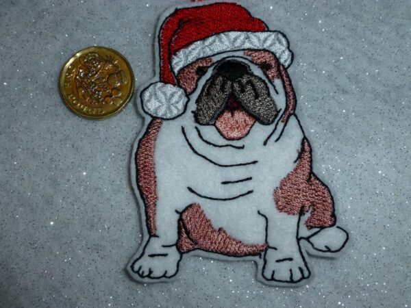 British bull dog in Santa hat – Christmas tree decoration - main product image