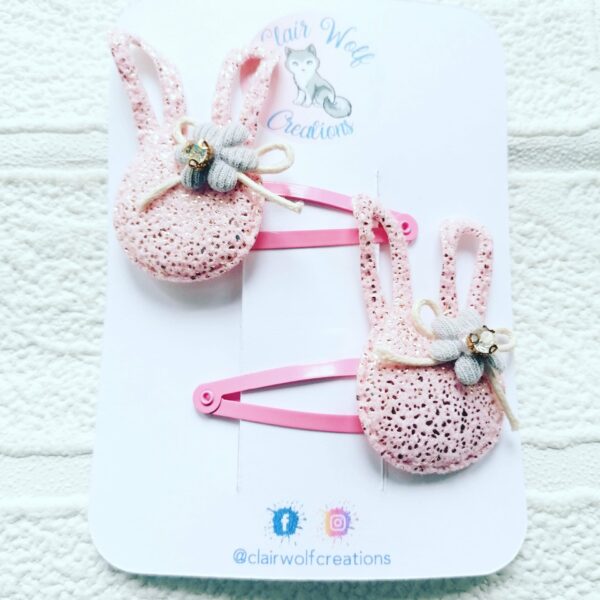 Pink bunny hair slides - main product image