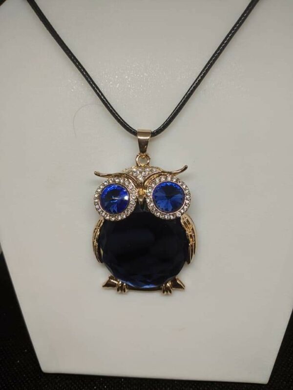 Large blue owl necklace - main product image