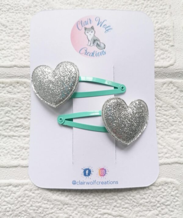 Padded heart hair slides - main product image