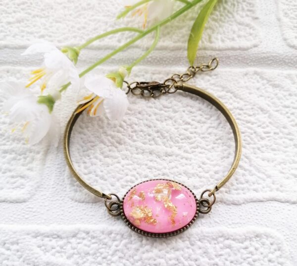 Pink gold foil cabochon bracelet - main product image