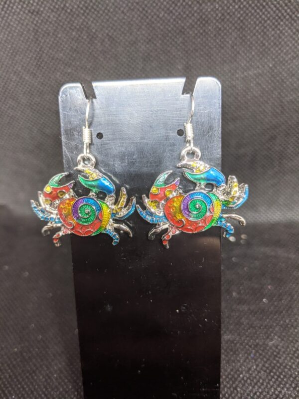 Silver coloured crab earrings - main product image