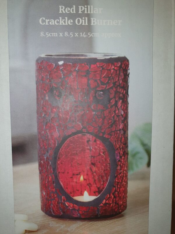 Red crackle pillar burner - main product image