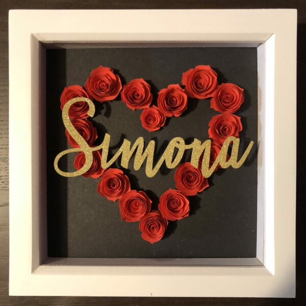 Personalised Red Rose Heart in White Box Frame - product image 2