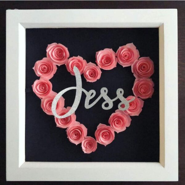 Personalised Red Rose Heart in White Box Frame - product image 4