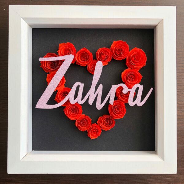 Personalised Red Rose Heart in White Box Frame - product image 5