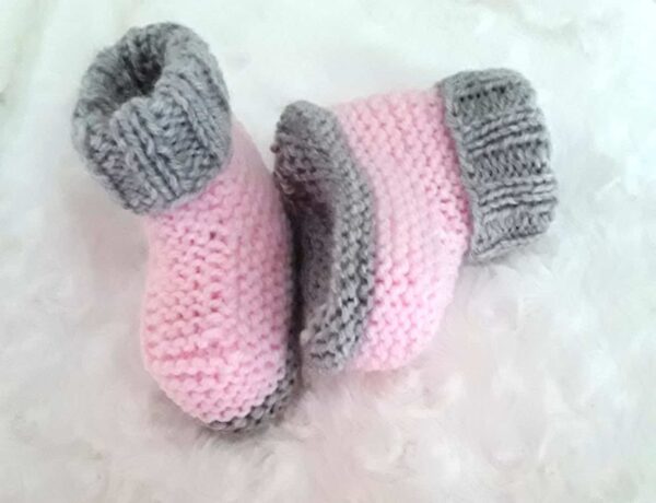 Hand Knitted Baby Girl Booties - main product image