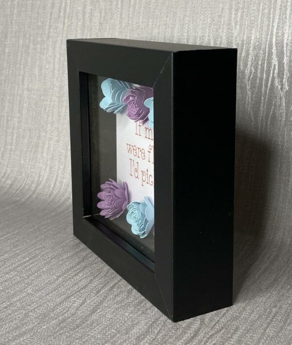 If Mum’s were flowers, I’d pick you mini picture frame with blue and purple rolled paper flowers - product image 4