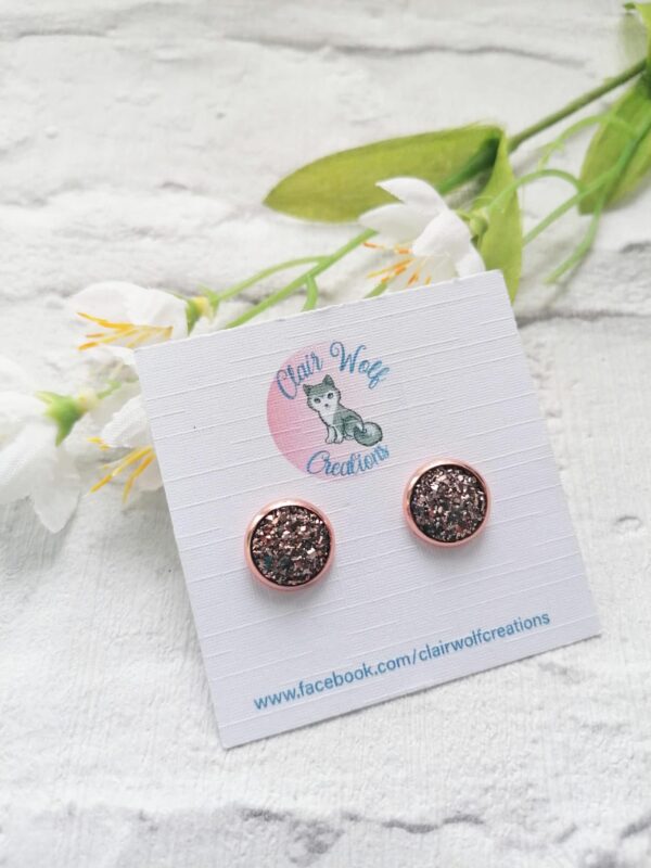 Rose gold faux druzy studs - product image 3