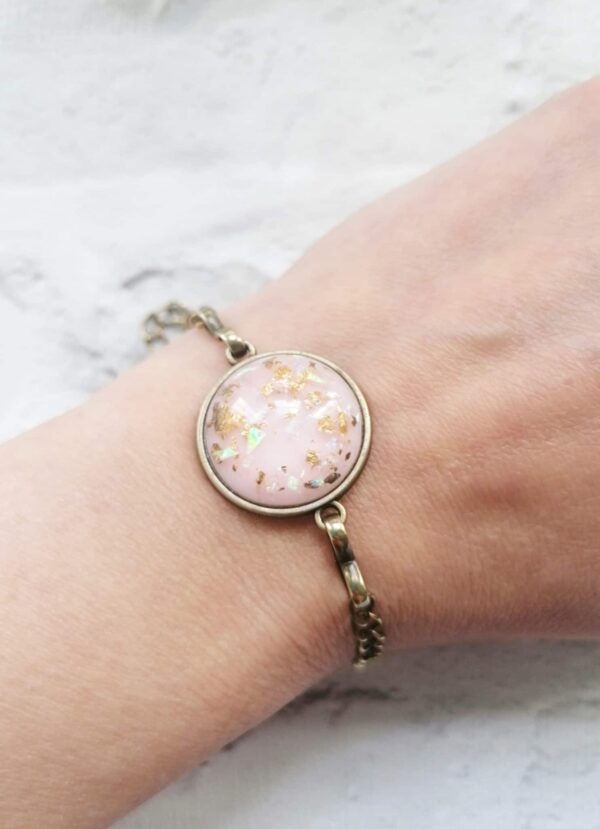 Pale pink gold foil cabochon bracelet - main product image