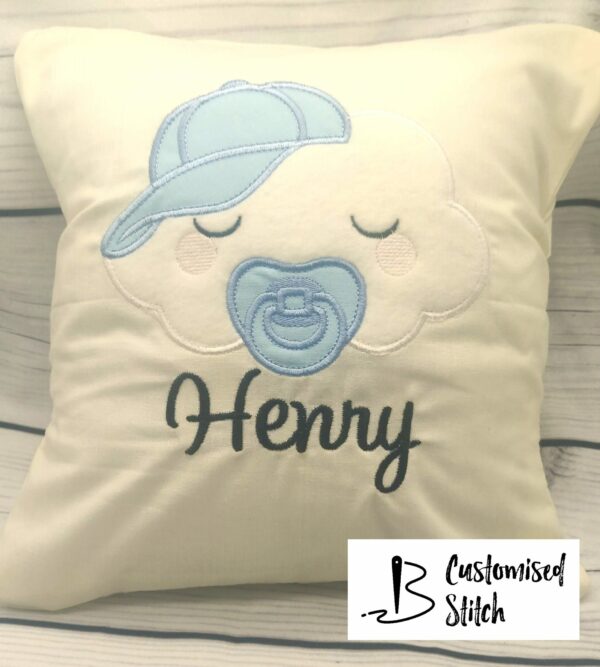 Personalised Embroidered Baby Boy Cloud Cushion - main product image