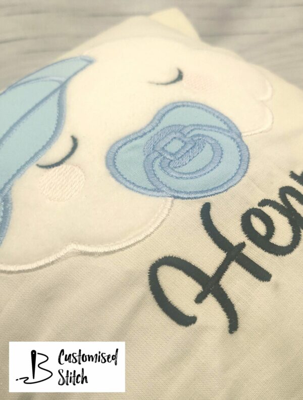 Personalised Embroidered Baby Boy Cloud Cushion - product image 3