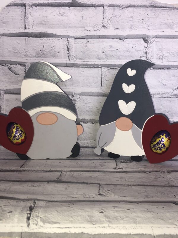 Handmade Easter Cute Red & Grey Gonk Couple – Valentines Day – Creme Egg Holder - main product image