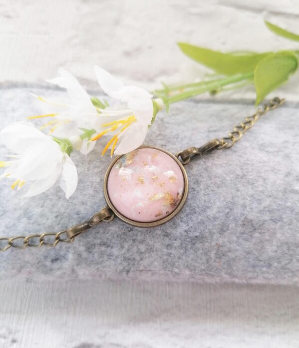 Pale pink gold foil cabochon bracelet - product image 2