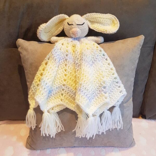 Sleepy bunny Baby Comforter – handmade – crocheted - product image 3