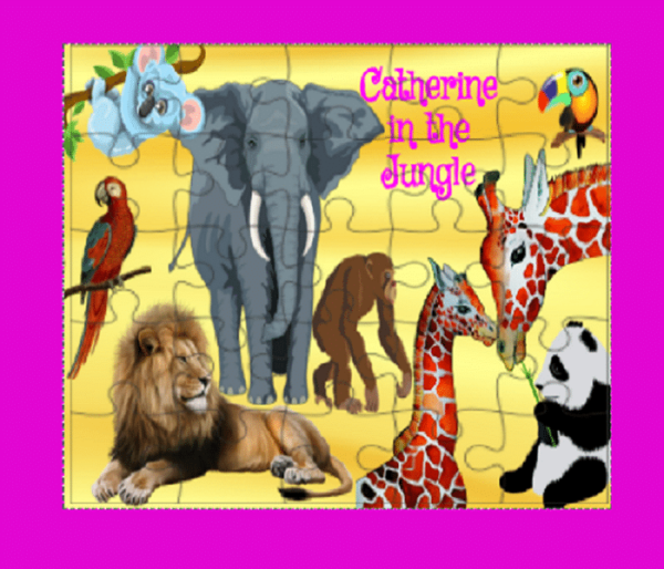 Personalised Jungle Animals CHOOSE Name 80+ Piece Jigsaw Puzzles - main product image